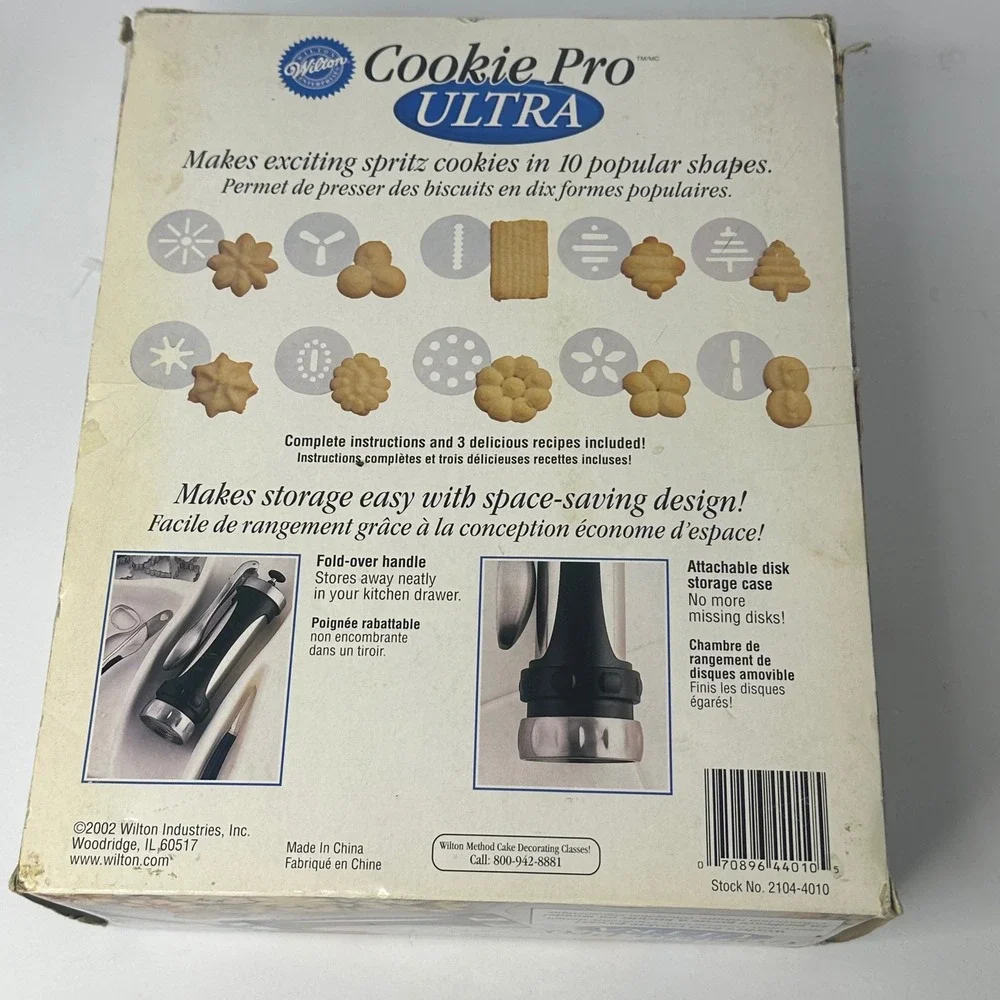 Vintage 2002 Wilton Cookie Pro Ultra Spritz Cookie Press 10 Disks 2104-4010 NIB